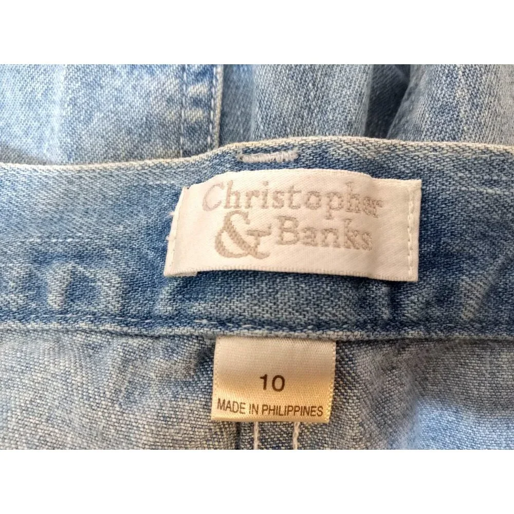 Christopher And Banks Capri Jean Pants Womens Size 10 Blue Pink Flower Pockets - Picture 3 of 7